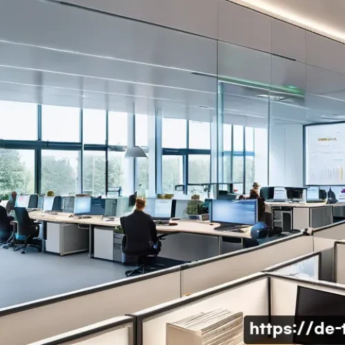 Home 27 지방세와 국세의 차이 - A detailed, realistic office scene inside a German federal tax authority building, showing diverse e...
